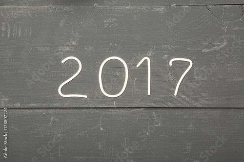 New Year 2017 on a black table