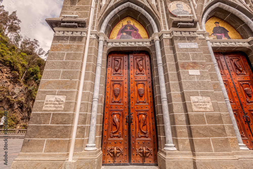 Las Lajas Sanctuary Is A Basilica Church, Ipiales, Colombia