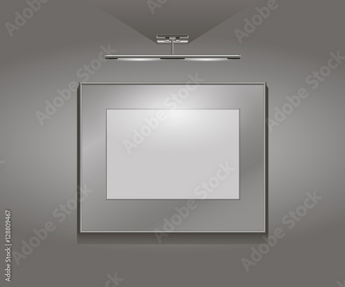 An empty aluminum frame on the wall, editable template, vector illustration