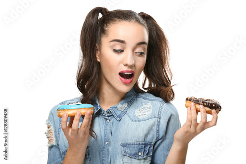 Funny young woman with tast...