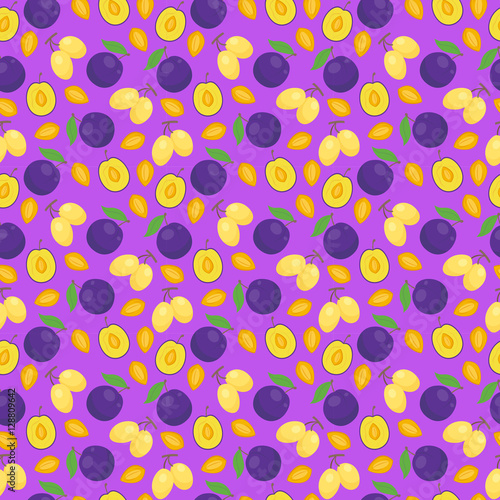 Floral seamless pattern with plums.