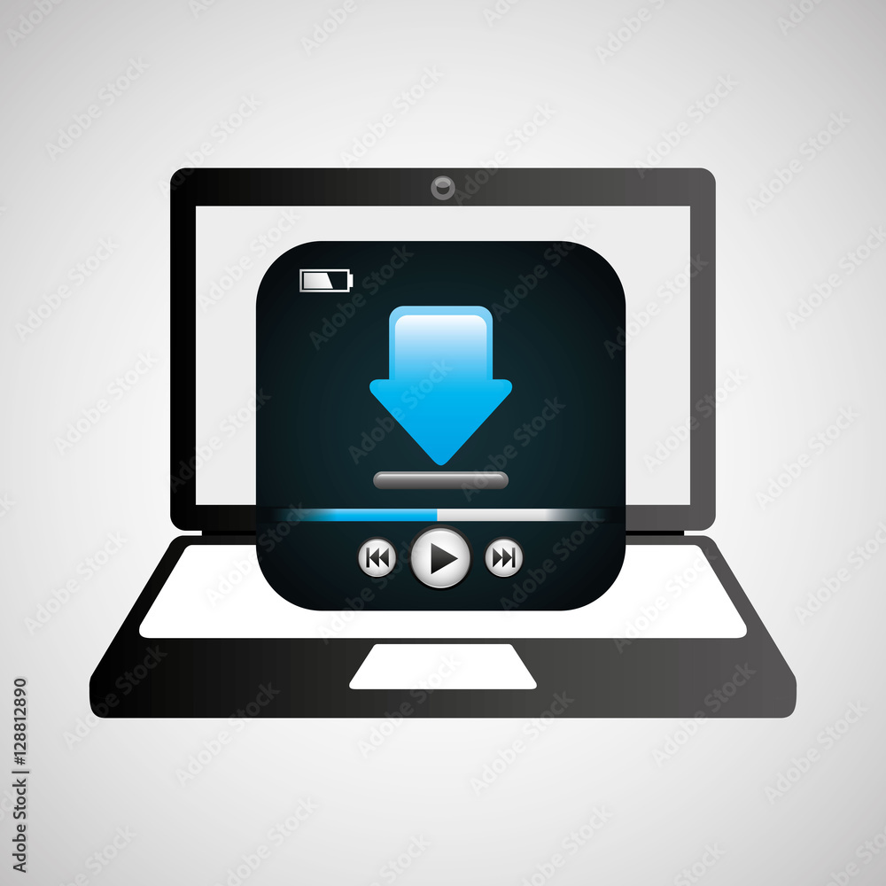 laptop media player download graphic vector illustration eps 10 laptop media player download graphic vector illustration eps 10