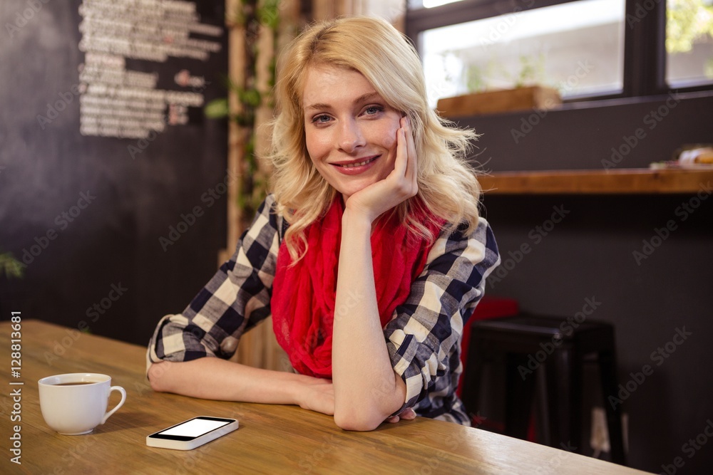 Portrait of young woman in cafeteria Portrait of young woman in cafeteria