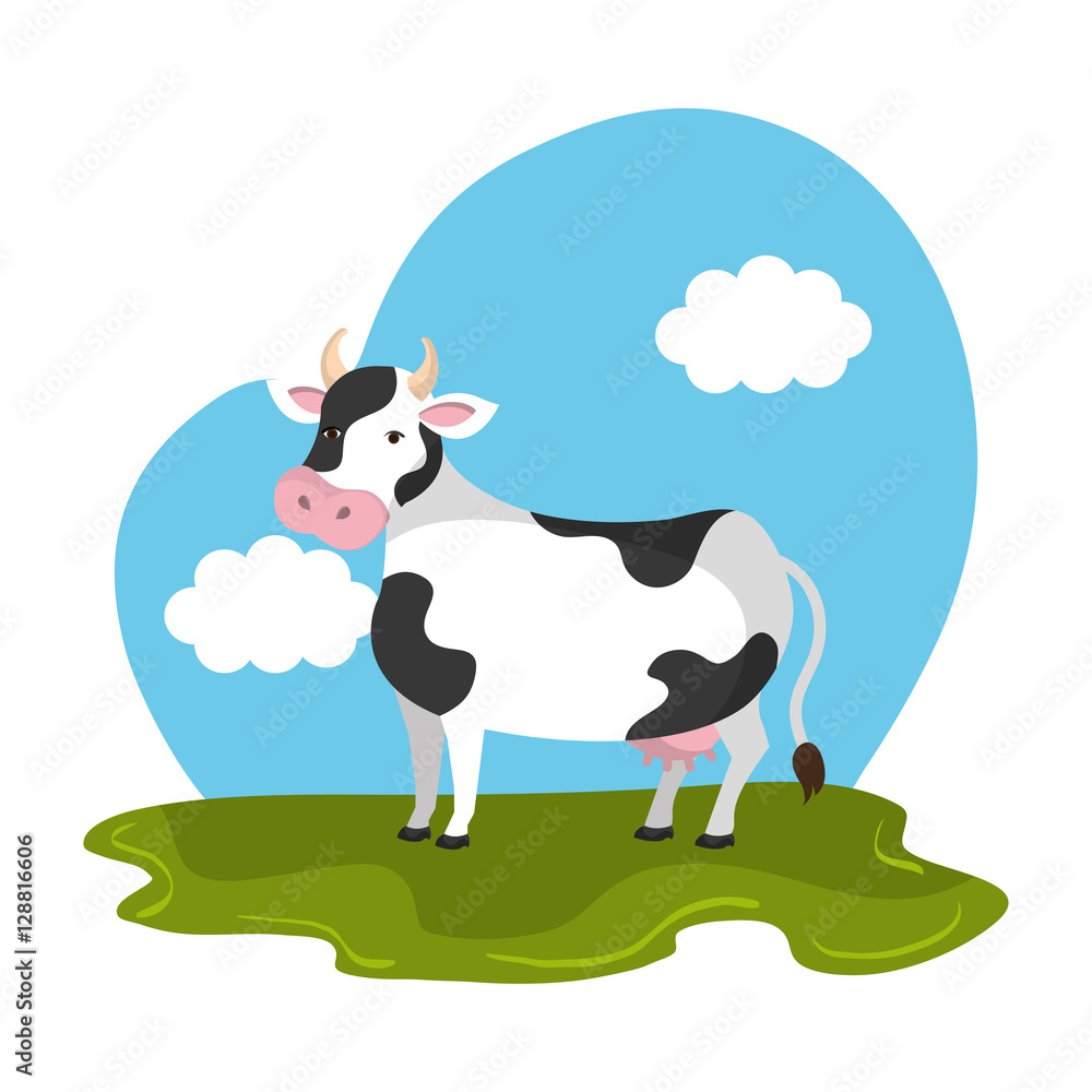 cow animal farm in the field vector illustration design cow animal farm in the field vector illustration design