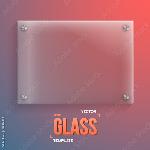 Illustration of Transparent Vector Glass. Set of Realistic Vector Glass Frame Templates. EPS10 Vector Plastic Plate Set