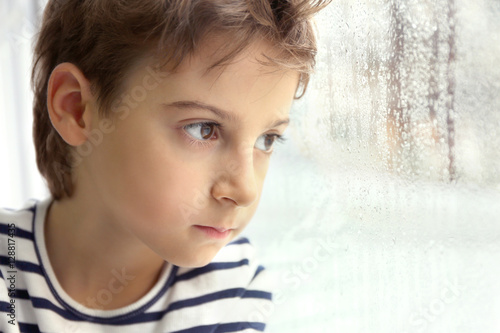 Close up view of little boy...