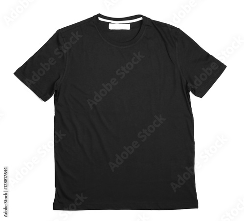 Blank black t-shirt on white background