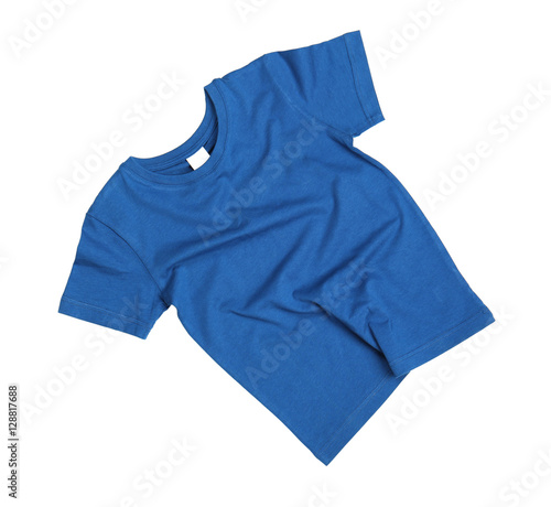 Blank blue t-shirt on white background