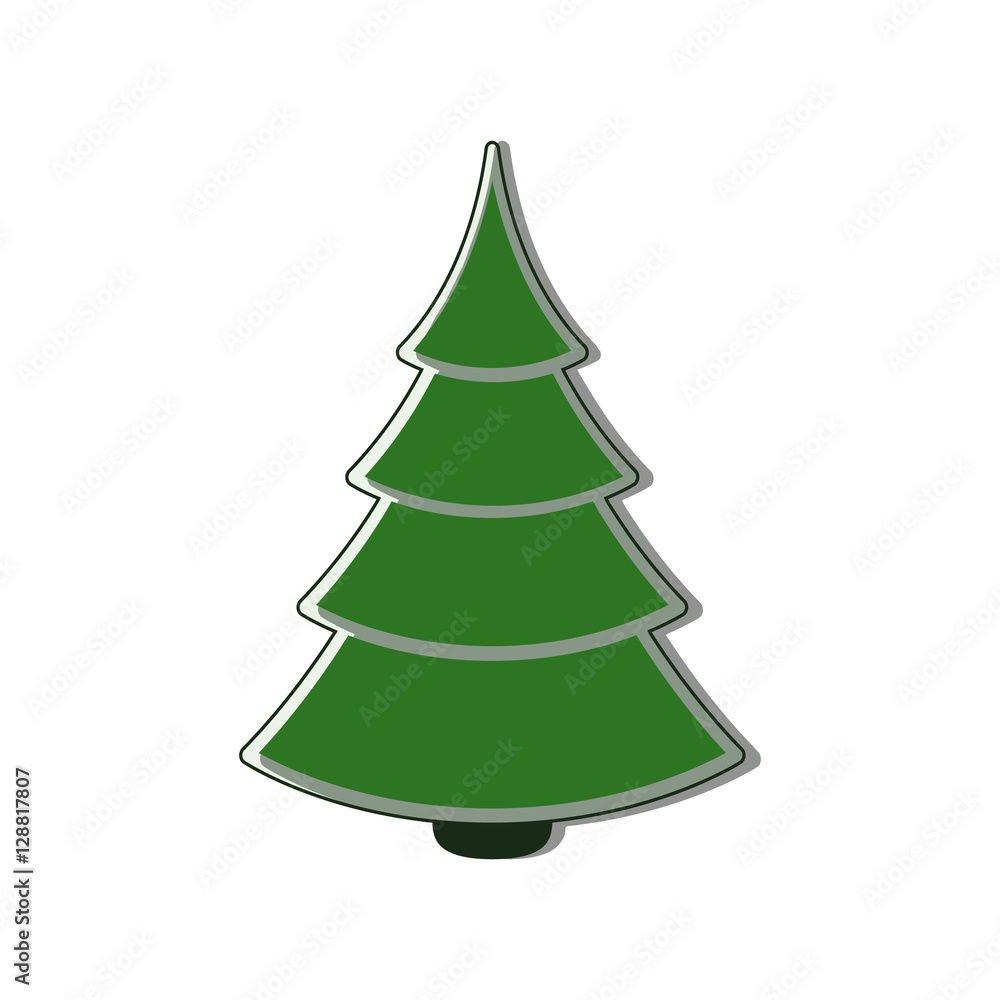 Fototapeta premium Christmas tree Icon flat vector new year