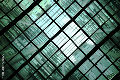 glass ceiling with window.