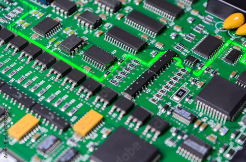 circuit board with electronic components background