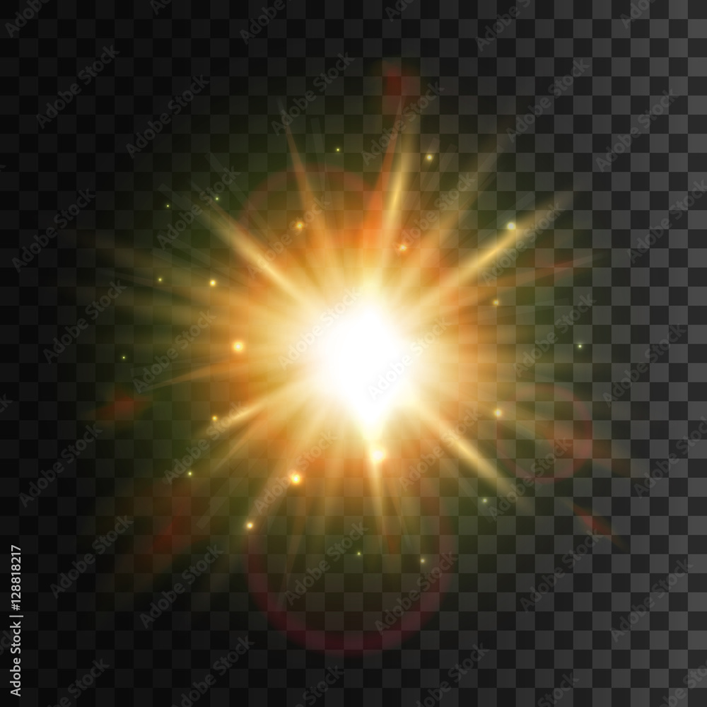 Shining star. Bright sun light lens flare effect - obrazy, fototapety, plakaty 