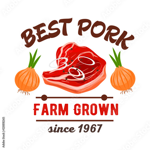 Butcher shop best pork meat vector icon