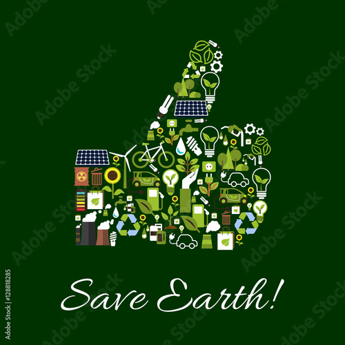 Save Earth nature protection thumbs up symbol