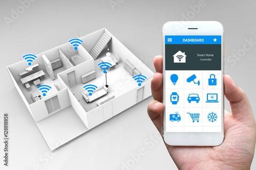 Foto Internet of things , iot , smart home and network connect concept