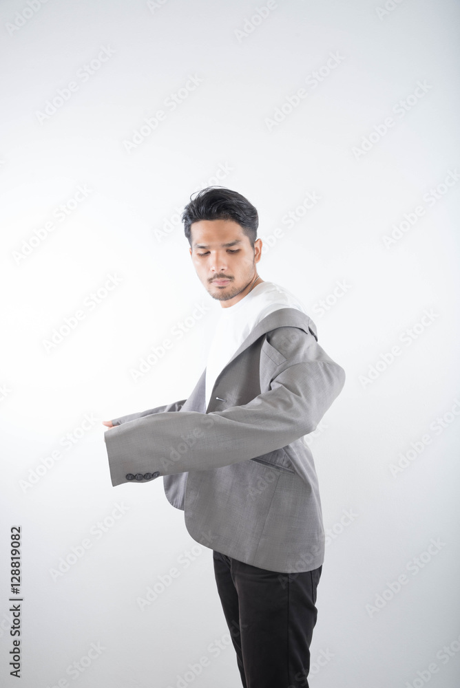 Portrait of happy young man on white background Portrait of happy young man on white background