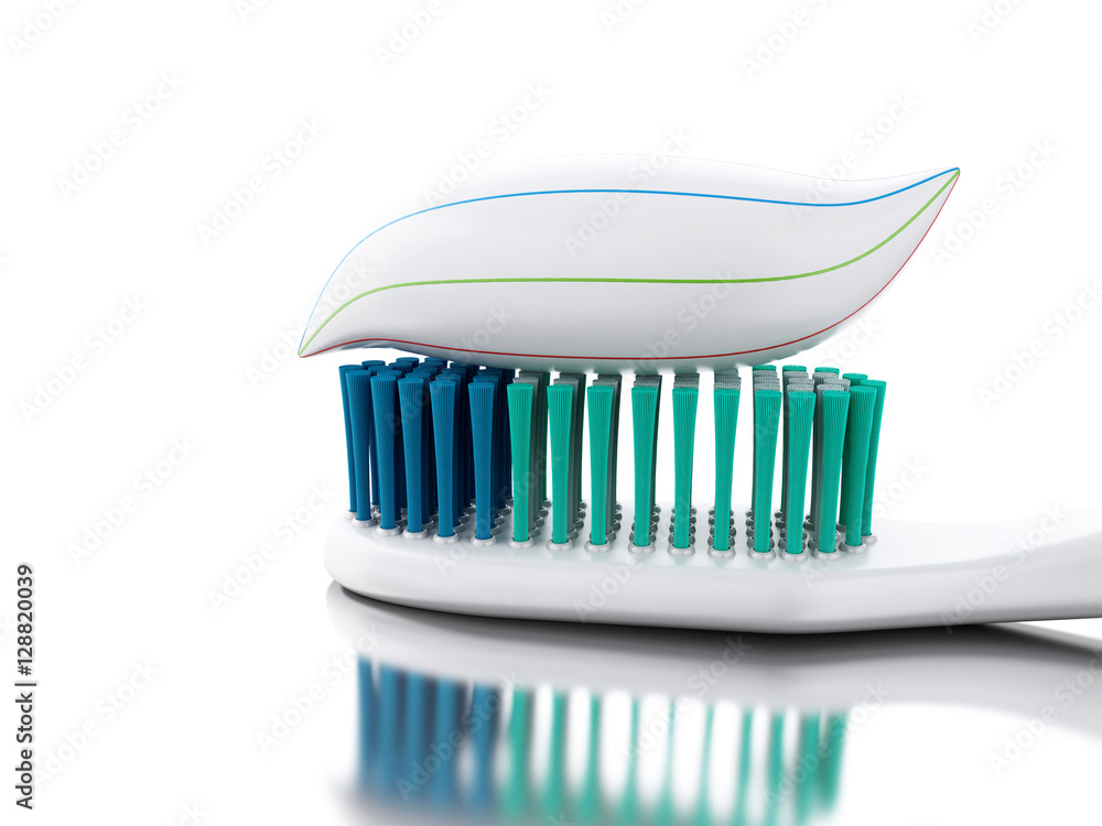 3D Toothbrush with toothpaste. 3D Toothbrush with toothpaste.