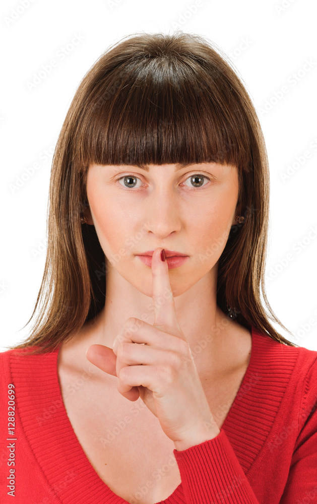 Naklejka premium Woman shows sign of silence