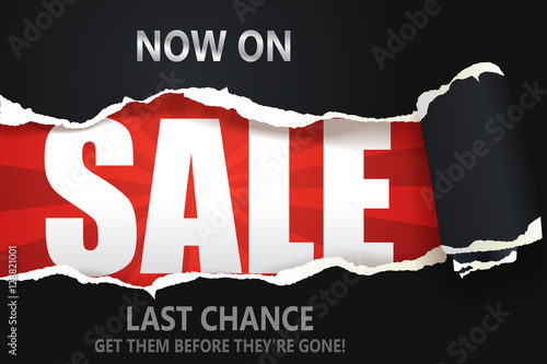 Ripped paper of sale banner. Sale and discounts