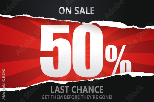 Ripped paper of sale banner. Sale and discounts