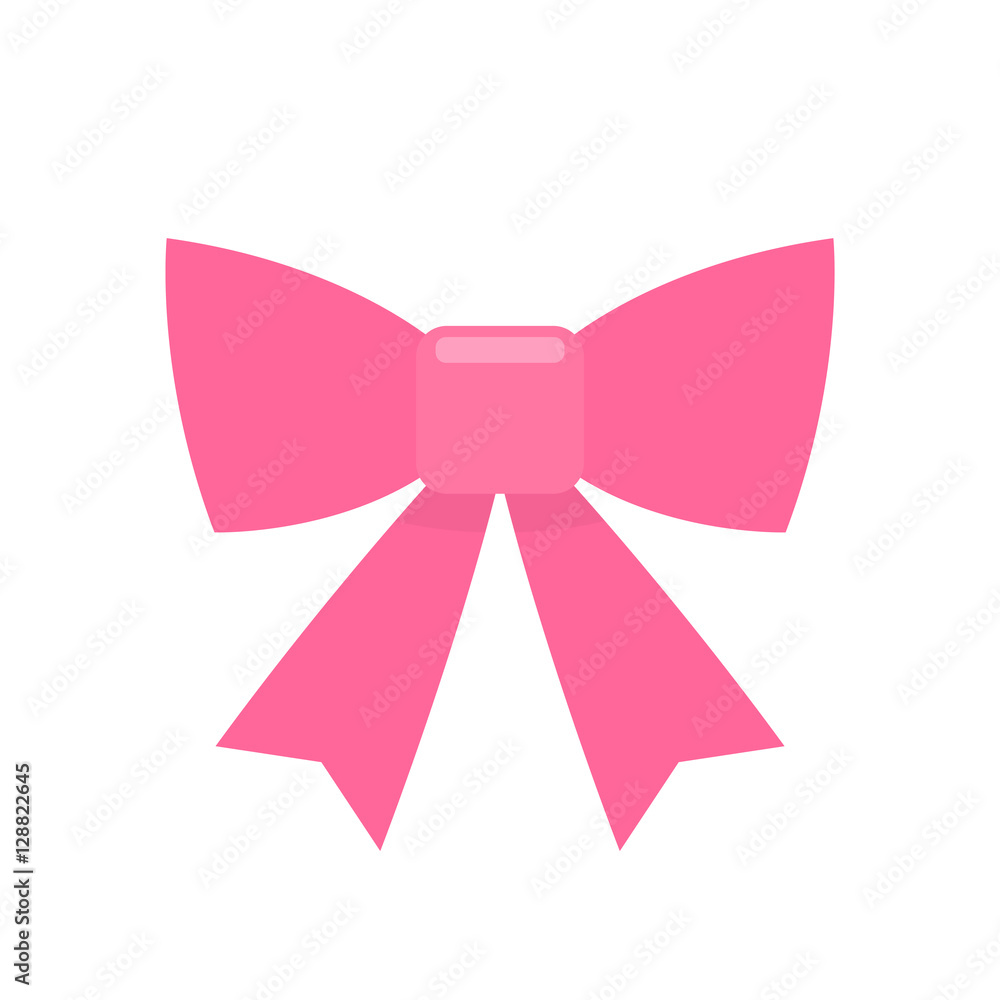Pink bow simple flat icon Pink bow simple flat icon
