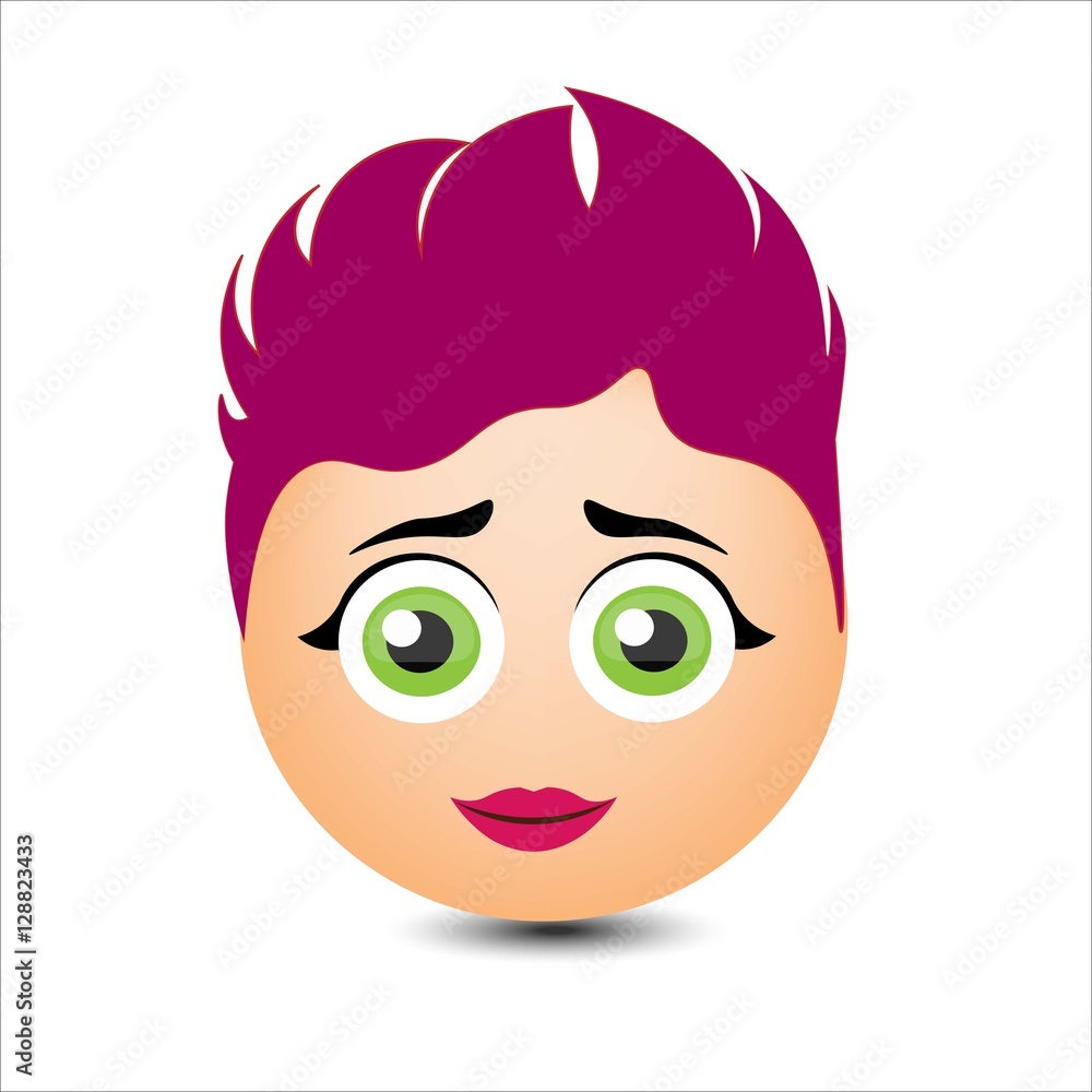 Woman smiles. Girl with short hair. Vector illustration. Woman smiles. Girl with short hair. Vector illustration.