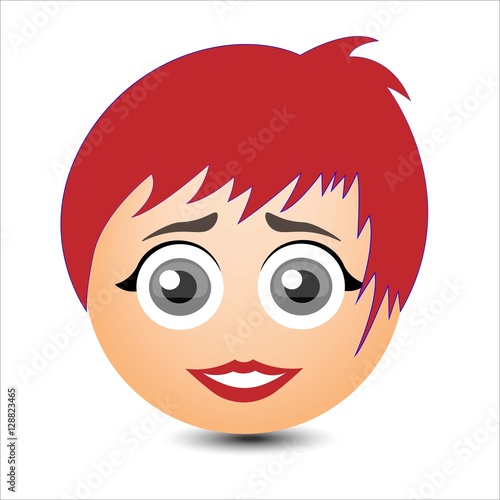 Woman smiles. Girl with short hair. Vector illustration.