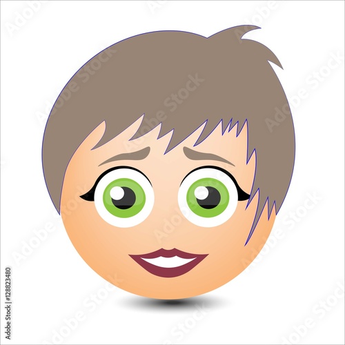 Woman smiles. Girl with short hair. Vector illustration.