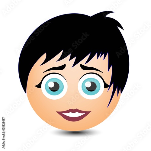 Woman smiles. Girl with short hair. Vector illustration.