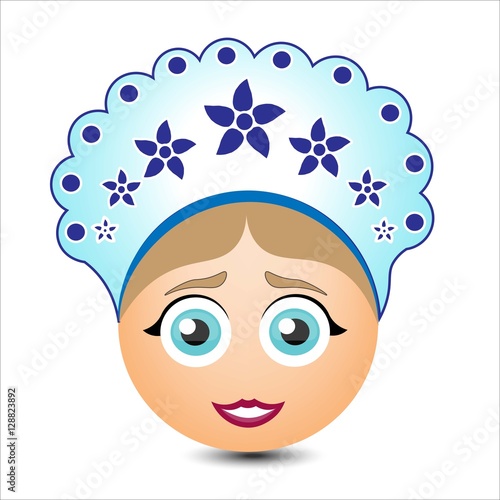 Woman smiles.Russian woman. Vector illustration.
