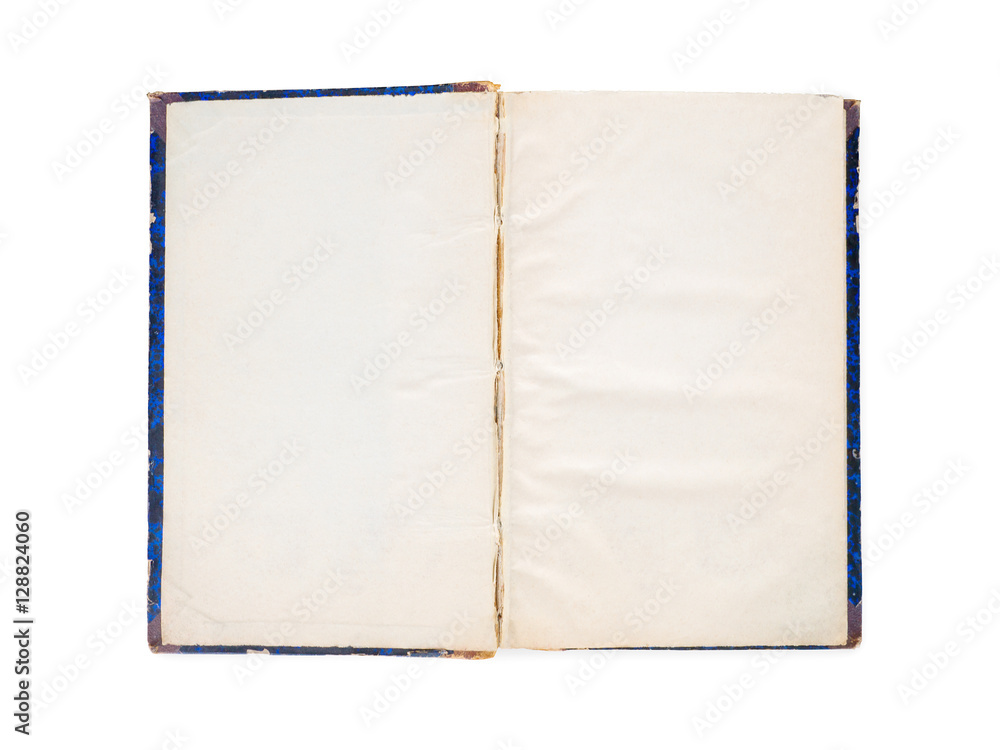 Old open book with blank pages. Isolated with clipping path Old open book with blank pages. Isolated with clipping path