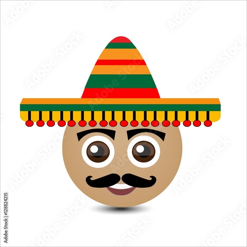 Ethnic smiles set. Mexican man. Vector illustration.