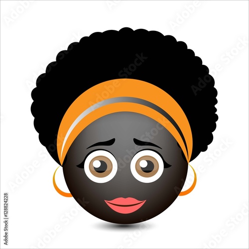 Ethnic smiles set. Afro-american woman. Vector illustration.