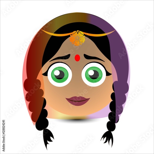 Ethnic smiles set. Indian Woman. Vector illustration.