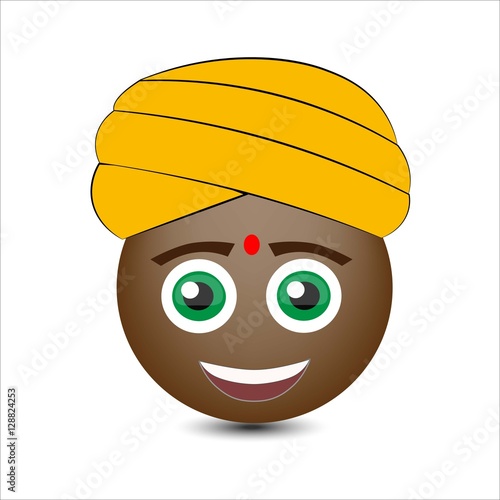 Ethnic smiles set. Indian Men. Vector illustration.