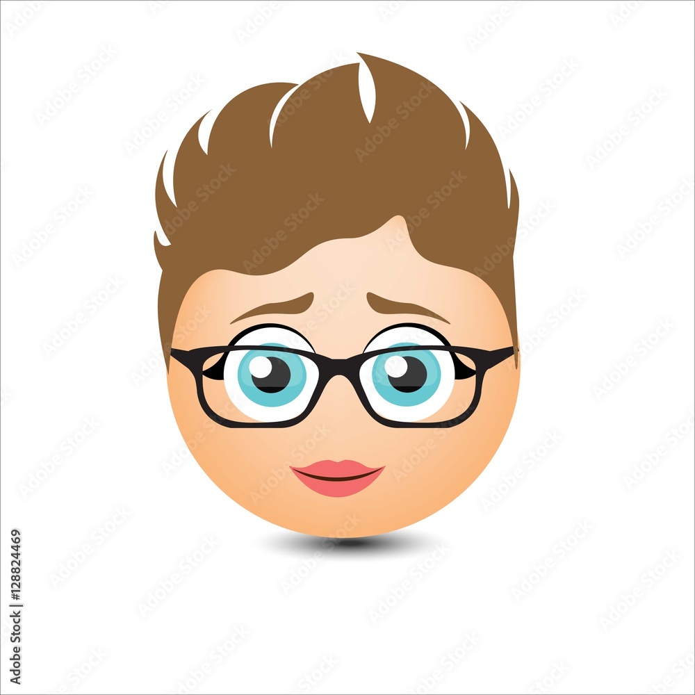 Woman smiles. Girl in glasses with short hair. Vector illustration. Woman smiles. Girl in glasses with short hair. Vector illustration.