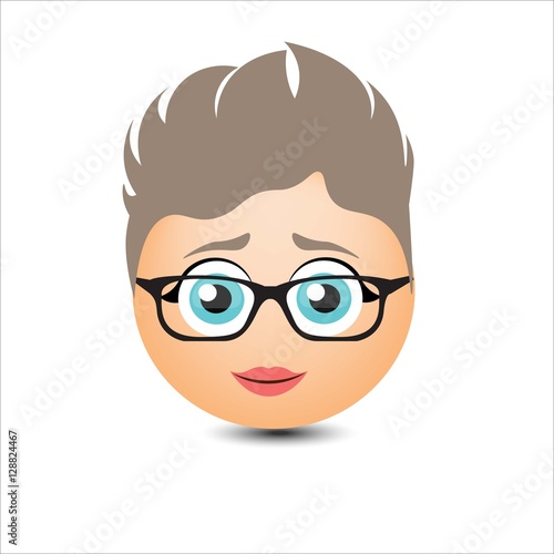 Woman smiles. Girl in glasses with short hair. Vector illustration.