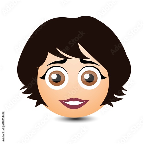 Woman smiles. A girl with short hair. Vector illustration.