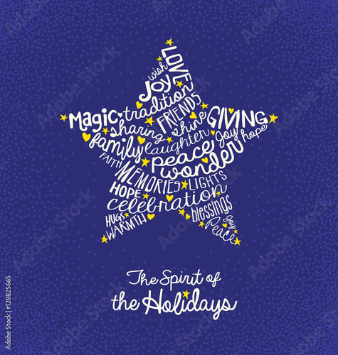  Christmas greeting card with inspiring handwritten words in star shape