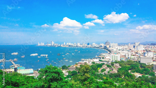 Konstfotografi Pattaya City panorama View of building city skyline Daytime.