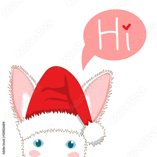 White Rabbit with Santa Hat...