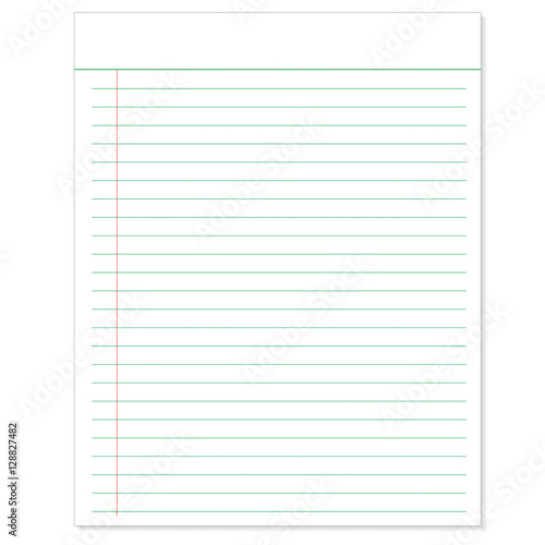 Sheet of Lined Paper  with paper clip template