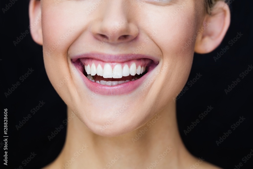 Focus on womans smile Focus on womans smile