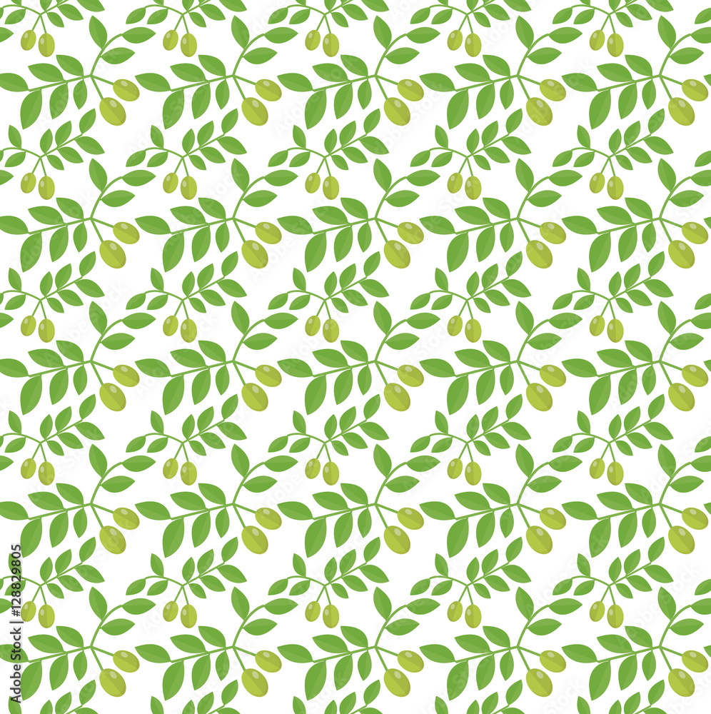 Seamless pattern Green olives, Olive endless background, texture, wallpaper. Vector illustration