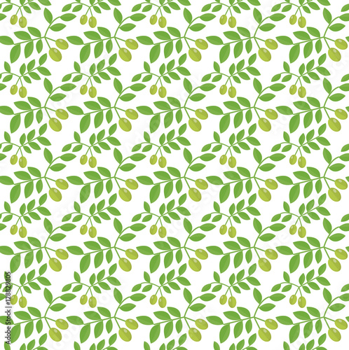 Seamless pattern Green olives, Olive endless background, texture, wallpaper. Vector illustration