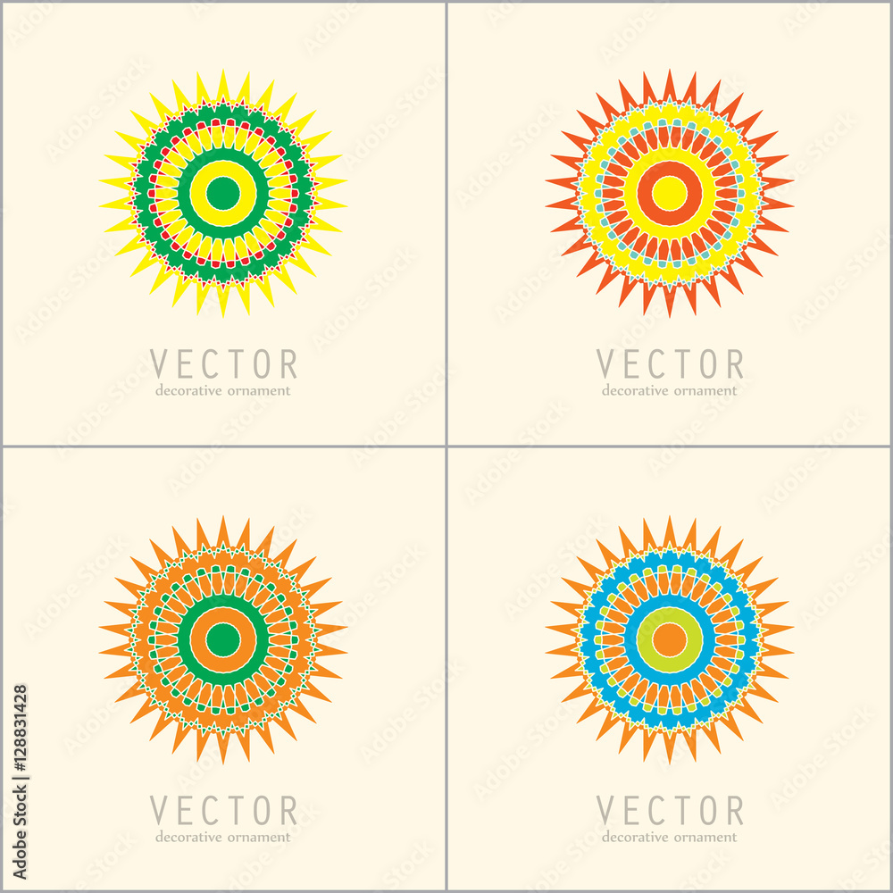Fototapeta premium Vector logo design templates and patterns.Ornamental eastern emblems. Creative circular symbols set.