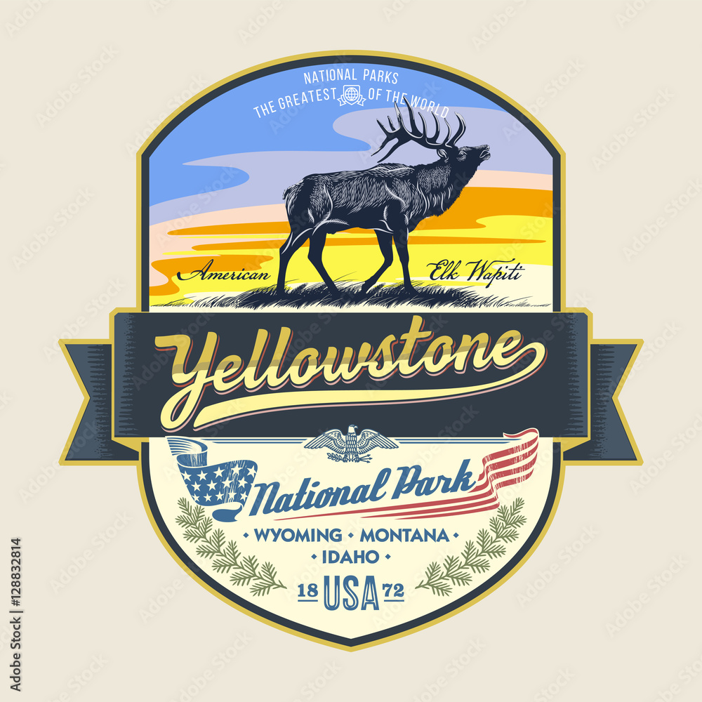 Obraz premium Jeleń, Park Narodowy Wellstone, ilustracja, wektor