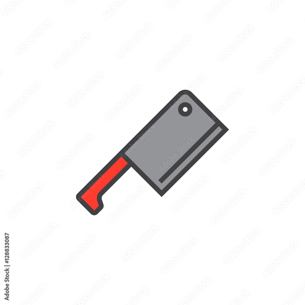 Meat Cleaver, Butcher Knife line icon, filled outline vector sign, linear colorful pictogram isolated on white. logo illustration Meat Cleaver, Butcher Knife line icon, filled outline vector sign, linear colorful pictogram isolated on white. logo illustration