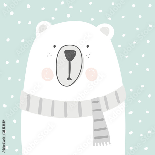 Naklejka szkic wektor kreskówka niedźwiedź polarny