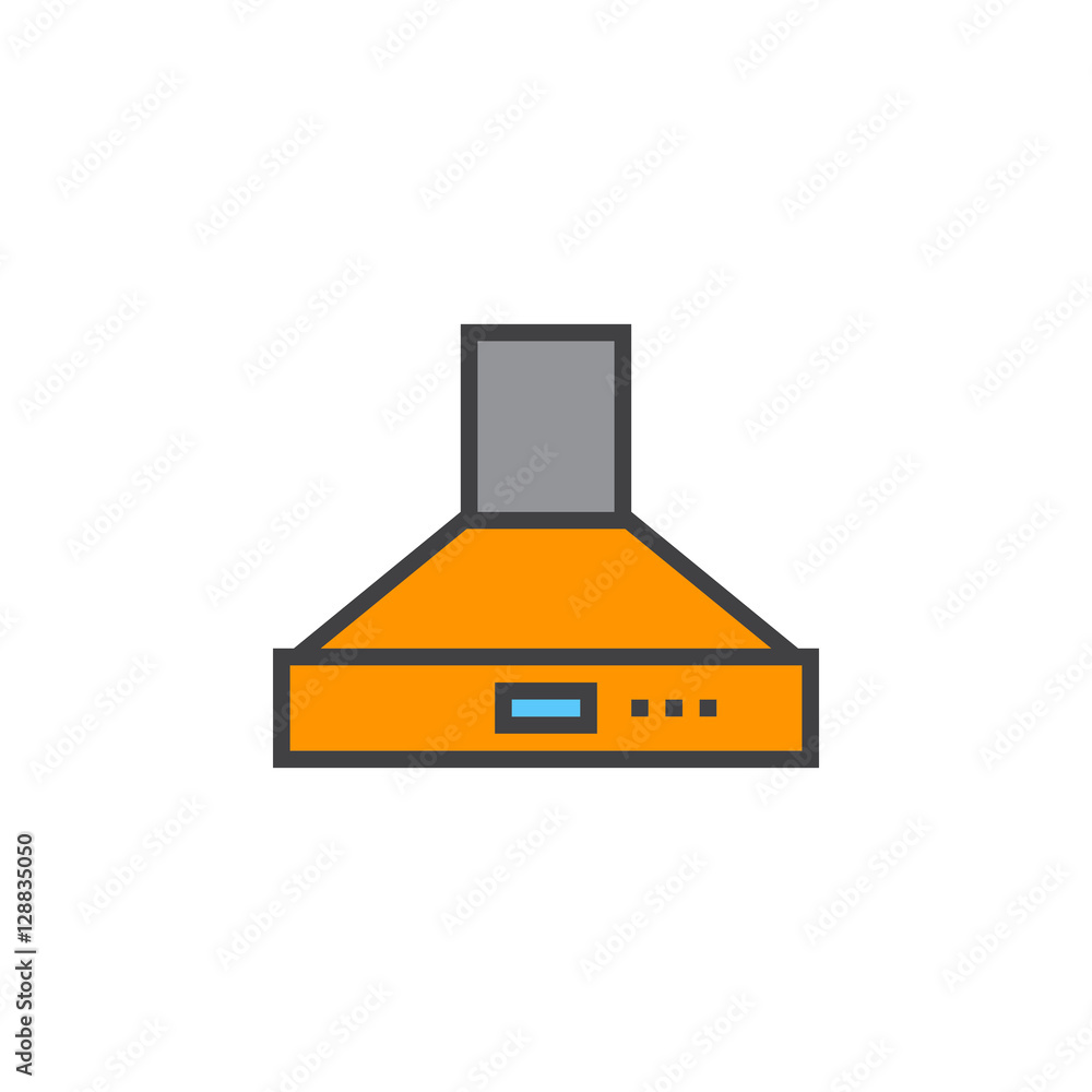 Cooker Hood line icon, filled outline vector sign, linear colorful pictogram isolated on white. logo illustration Cooker Hood line icon, filled outline vector sign, linear colorful pictogram isolated on white. logo illustration